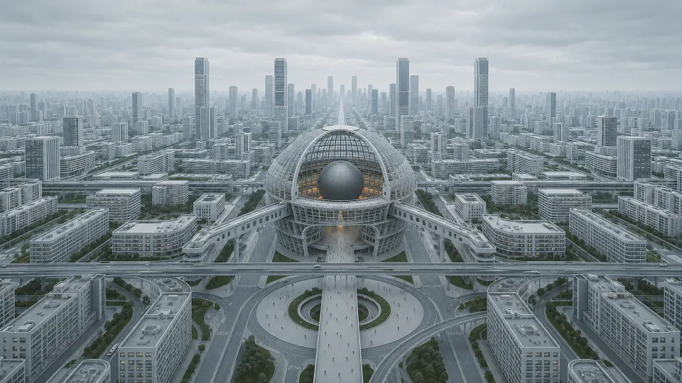 Wide view of the ordered city of the System