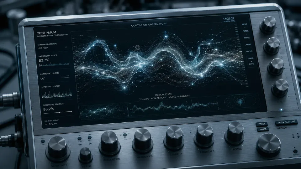 An oscilloscope records unpredictable fluctuations in the living environment.