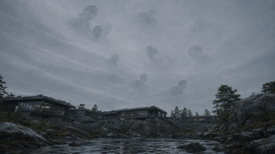 Human forms emerge above the Biological Reserve, not yet existing as separate figures.